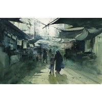 Javid Tabatabaei, 14 x 21 Inch, Watercolour on Paper, Cityscape Painting, AC-JTT-026
